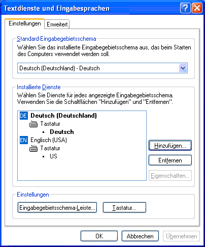 Input languages settings (Windows)