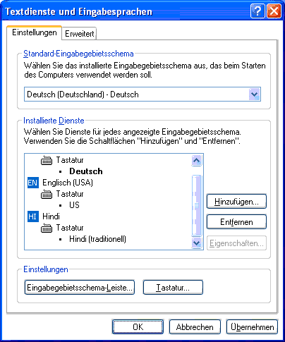 Input language settings with Hindi (Windows)